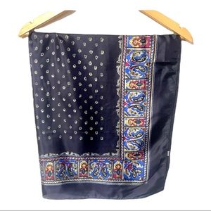 Asian brand vintage real silk square paisley multicolored frame large scarf #B1